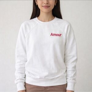 J.Crew “Amour” Embroidered Crewneck Sweatshirt White XS EUC